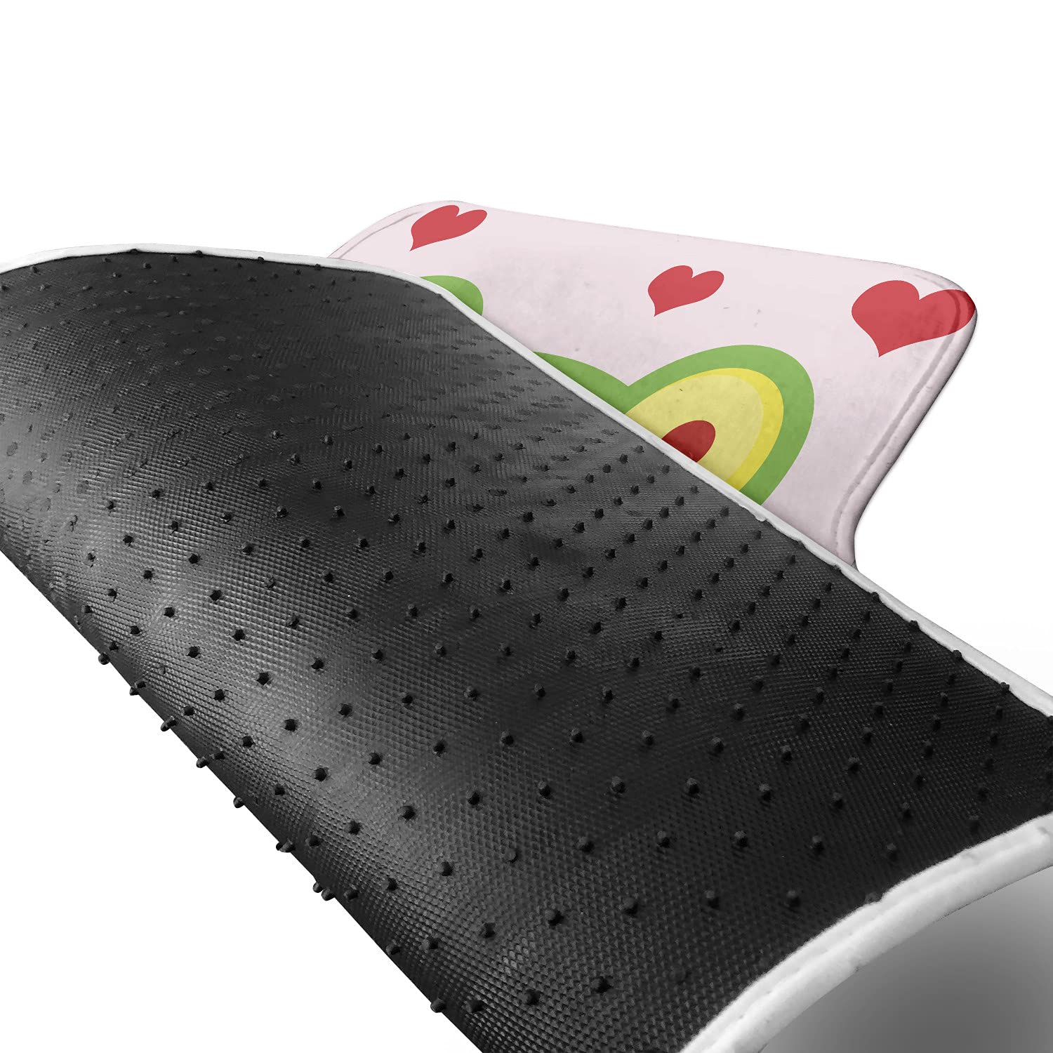 Ambesonne 4-Piece Frog Car Floor Mats Set - Cute Animal in Love with Smiling Face & Hearts Design, Non-Slip PVC Backing for Front & Back Seats (Pale Pink/Green) - Perfect for Cars, SUVs, and Trucks - Great Gift for Animal Lovers