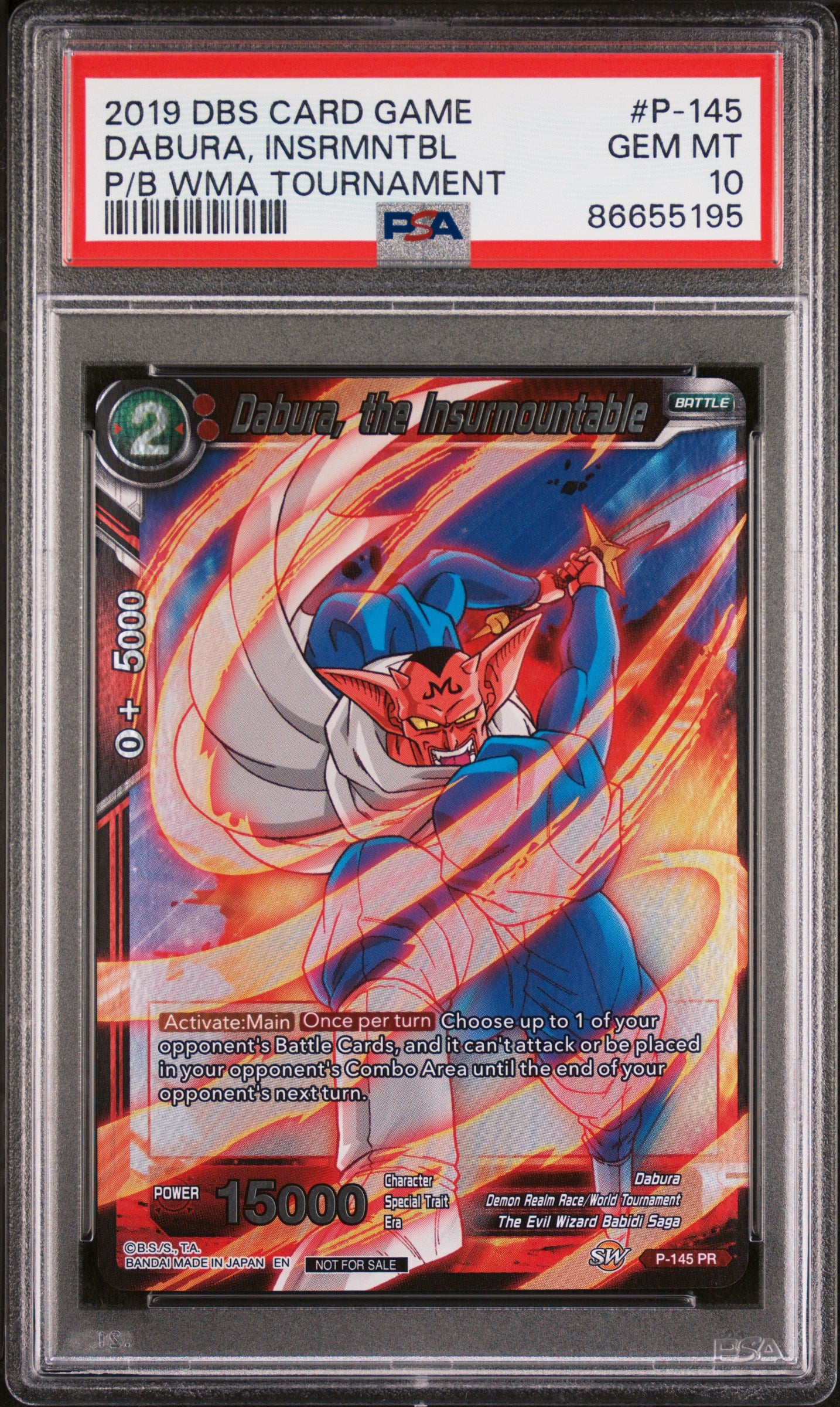 2019 Dragon Ball Super World Martial Arts Dabura PSA 10 Graded Card - Collectible Anime Trading Card for Fans & Investors - Perfect for Display, Gaming Tournaments, and Anime Collections