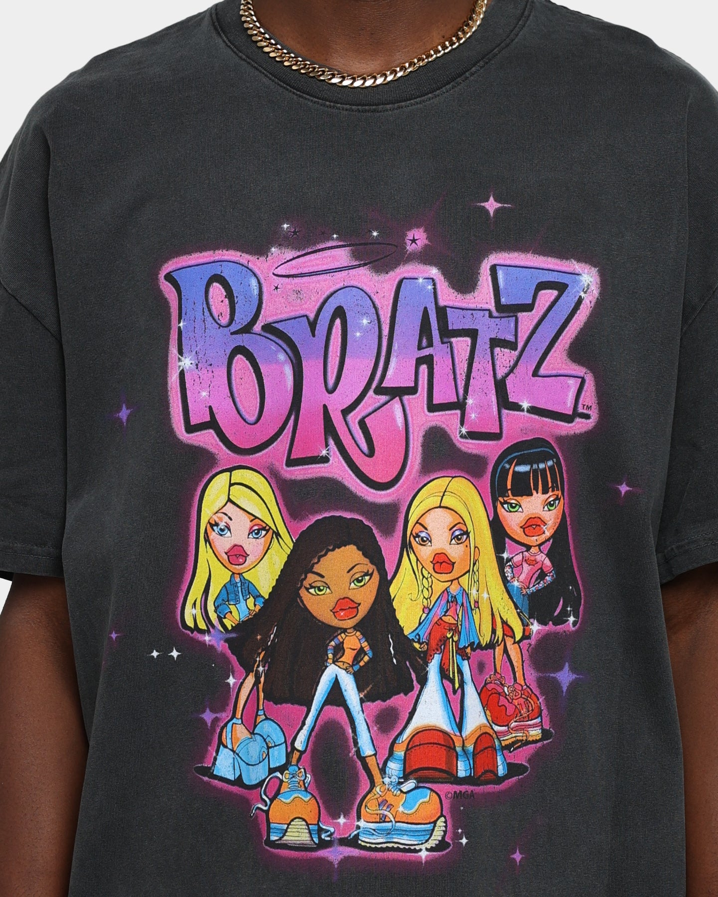 Bratz Logo Vintage Heavyweight T-Shirt - Black Wash | American Thrift X Bratz Collectible Tee | Perfect for 90s Nostalgia & Streetwear Fashion