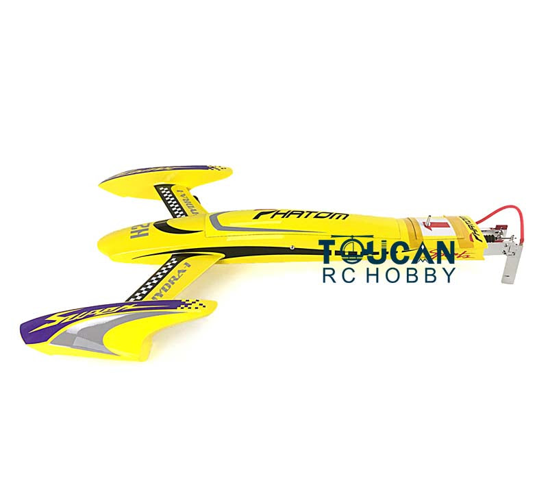 H660 100KM/H High-Speed Electric RC Racing Boat - White & Yellow Kevlar Hull w/ PNP Motor, Servo & ESC - DIY Model Kit (660x500x80mm) - Perfect for Competitive Racing & Lake Performance Boating