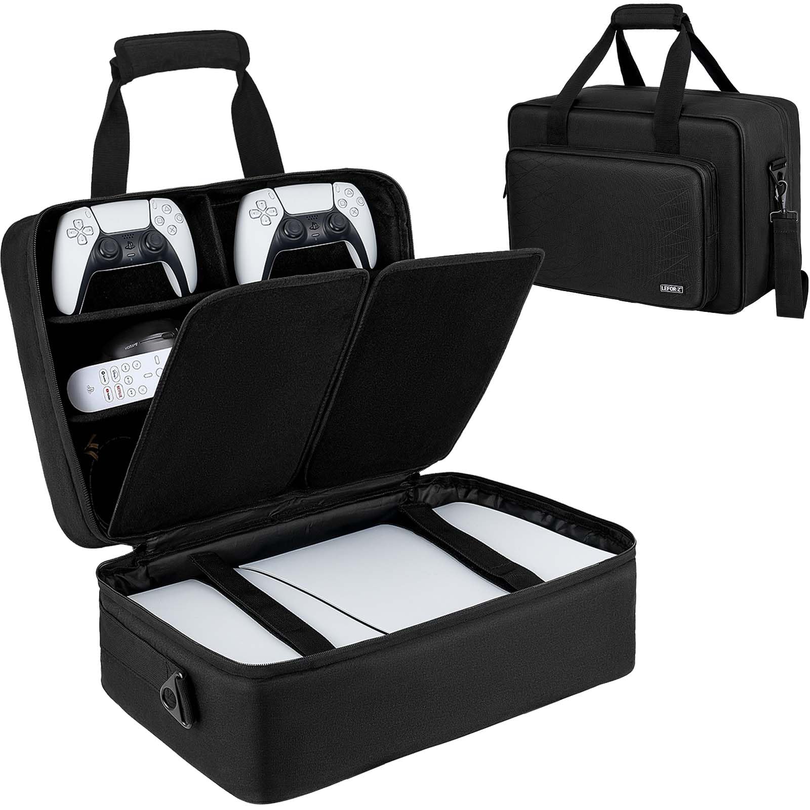 IVODEELA PS5/PS5 Pro Carrying Case - Protective Storage Bag for PS5 Controllers, Game Discs & Charging Accessories (Black) | Perfect for Travel, Gaming Parties & Console Protection