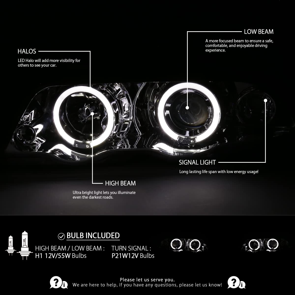 AUTOZENSATION BMW E46 3-Series 4DR Sedan Headlights (1999-2001) - Chrome Left & Right Pair Headlamp - Perfect for Night Driving & Car Upgrades