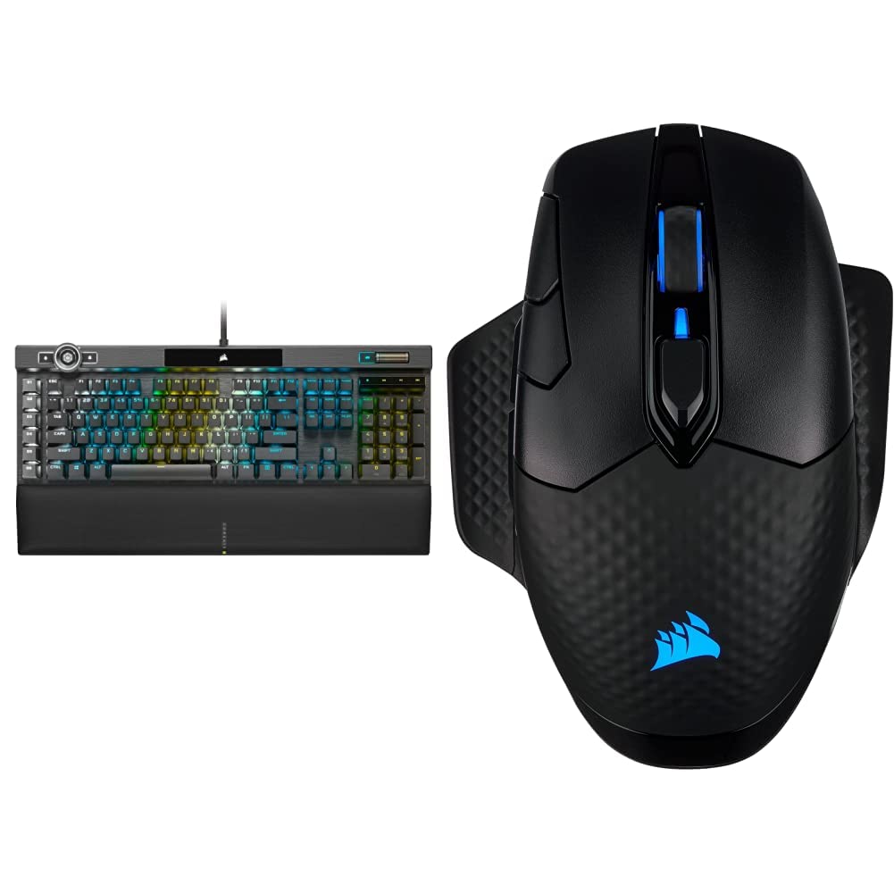 Corsair K100 RGB Optical-Mechanical Gaming Keyboard (QWERTY) & Dark Core RGB PRO SE Wireless/Wired Gaming Mouse with Qi Charging - Black | High-Performance PC Gaming Setup for Esports, Streaming & Office Work