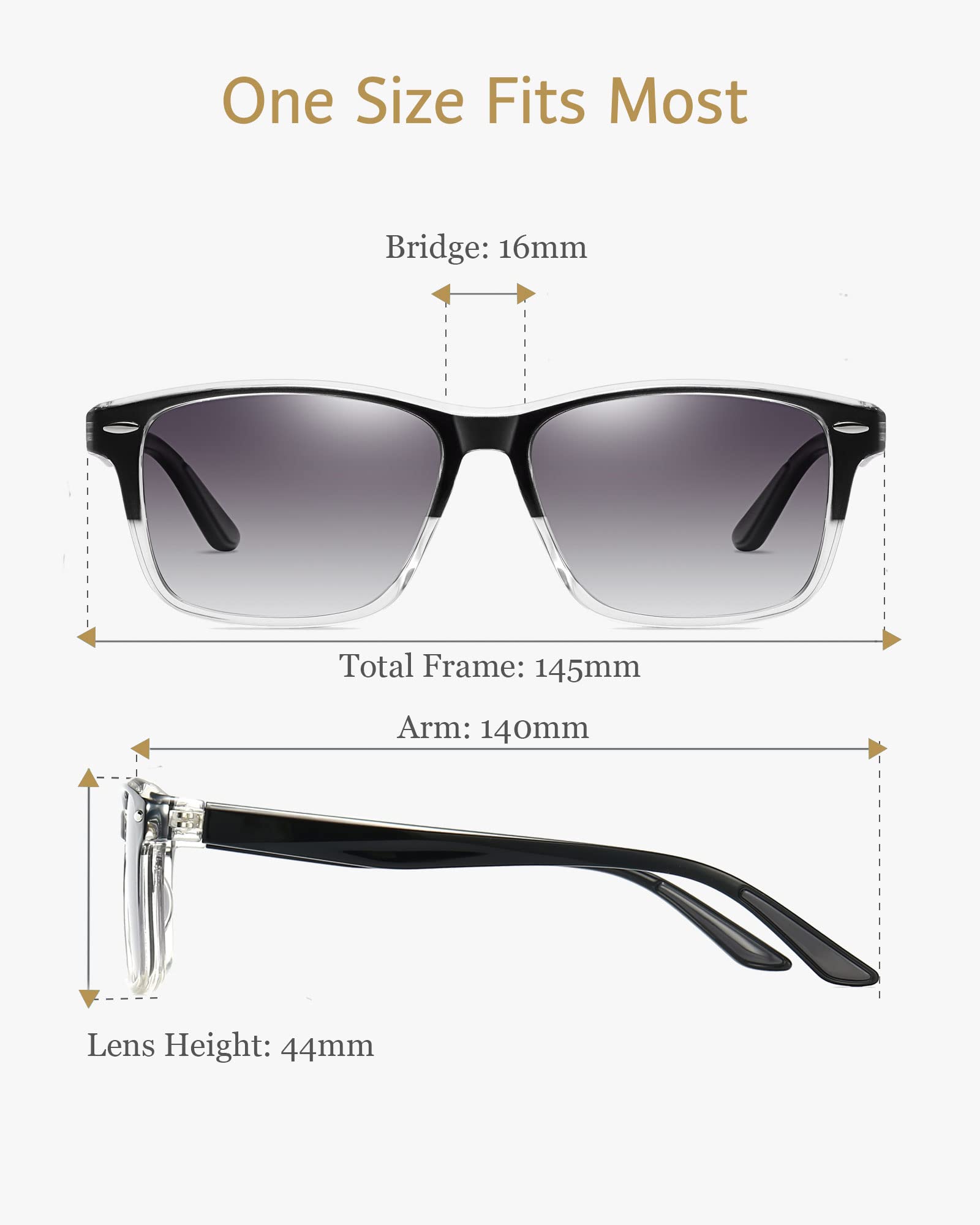 ANRRI Gradient Polarized Sunglasses for Men & Women - Retro Square UV Protection Sun Glasses with Spring Hinges - Perfect for Driving, Beach & Outdoor Activities