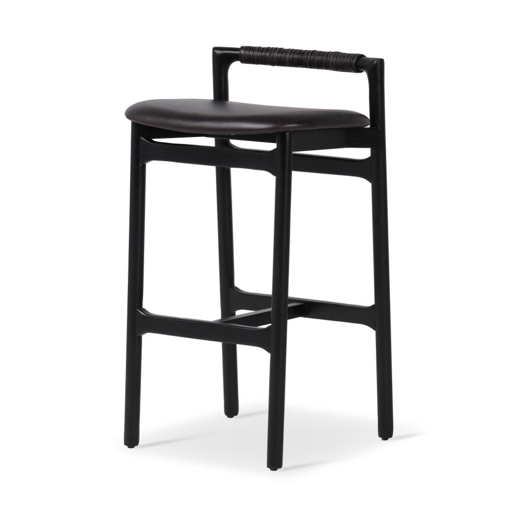 Baden Stool Sonoma Black - Modern Bar Stool for Kitchen Island, Dining Room & Home Decor - Adjustable Height & Comfortable Seating