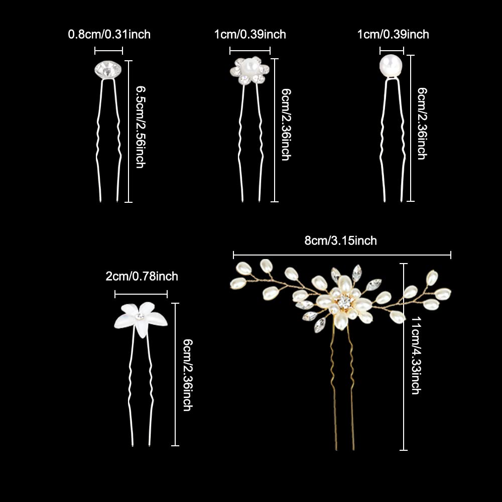 23Pcs Wedding Hair Pins Set - FHDUSRYO Bridal Pearl Rhinestone Hair Clips, U-Shaped Crystal Flower Hair Accessories for Brides, Bridesmaids, Women & Girls | Perfect for Weddings, Prom, Parties & Special Occasions