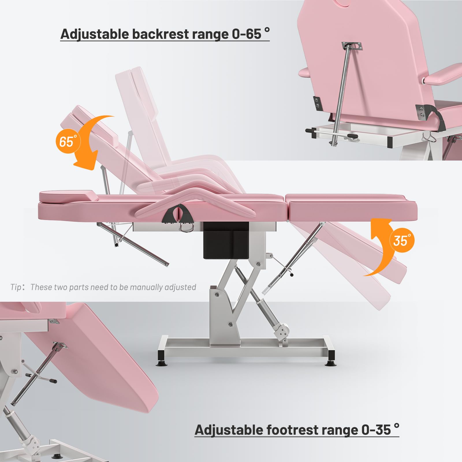 Electric Spa Chair Bed - Adjustable Height Lash & Facial Treatment Table for Estheticians | Professional Cosmetic Procedure Bed | Pink Aesthetic Spa Bed for Salon, Spa & Beauty Clinic Use