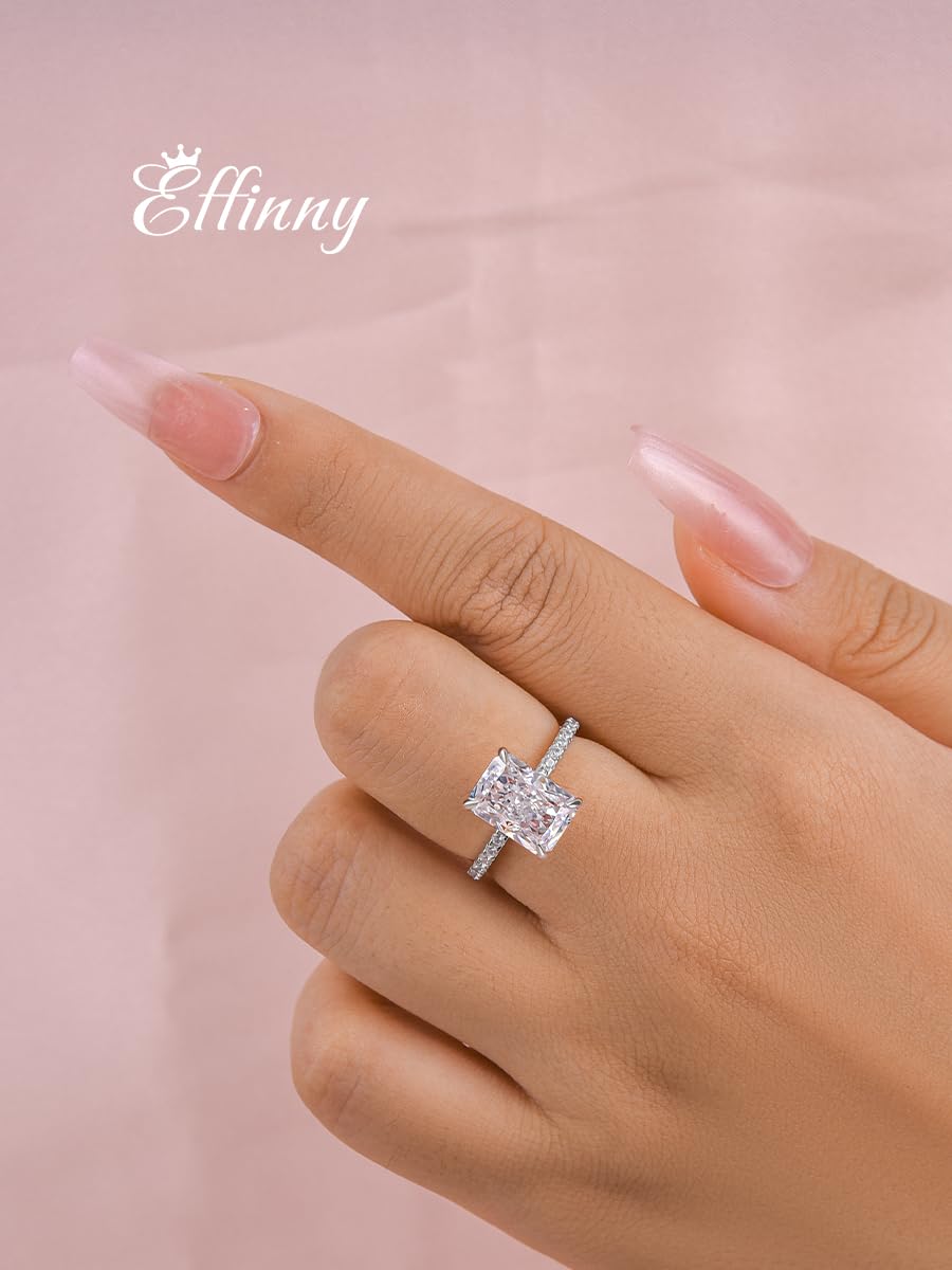 3.5/7.0 Carat Radiant Cut Simulated Diamond Engagement Ring for Women - 925 Sterling Silver Wedding Promise Ring (Perfect for Proposals, Anniversaries & Special Occasions)