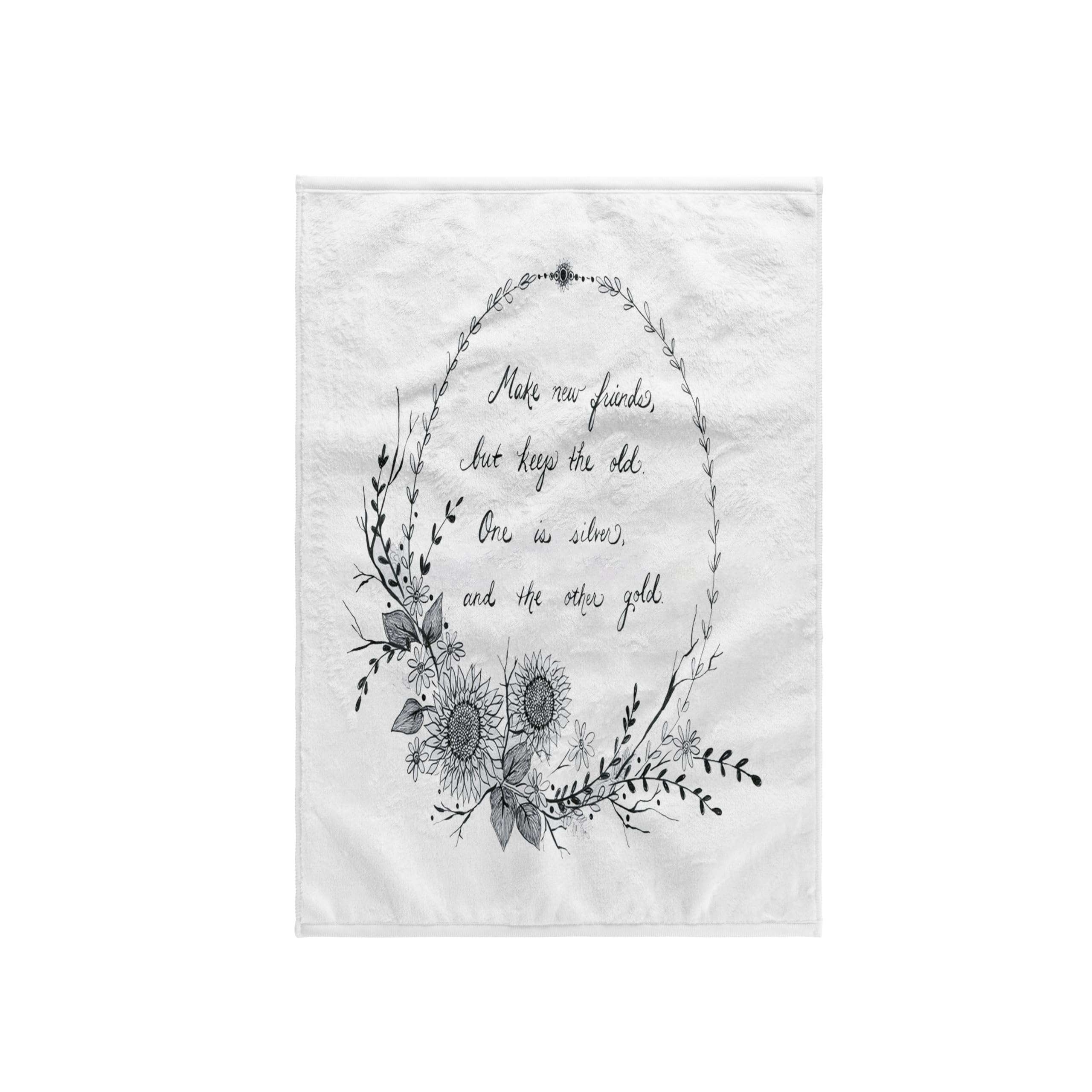 3dRose Amanda Levermann Hand Drawn Friendship Quote Floral Decor Towel - Perfect for Home Decor, Gift Giving & Bathroom Essentials (twl-319904-1)