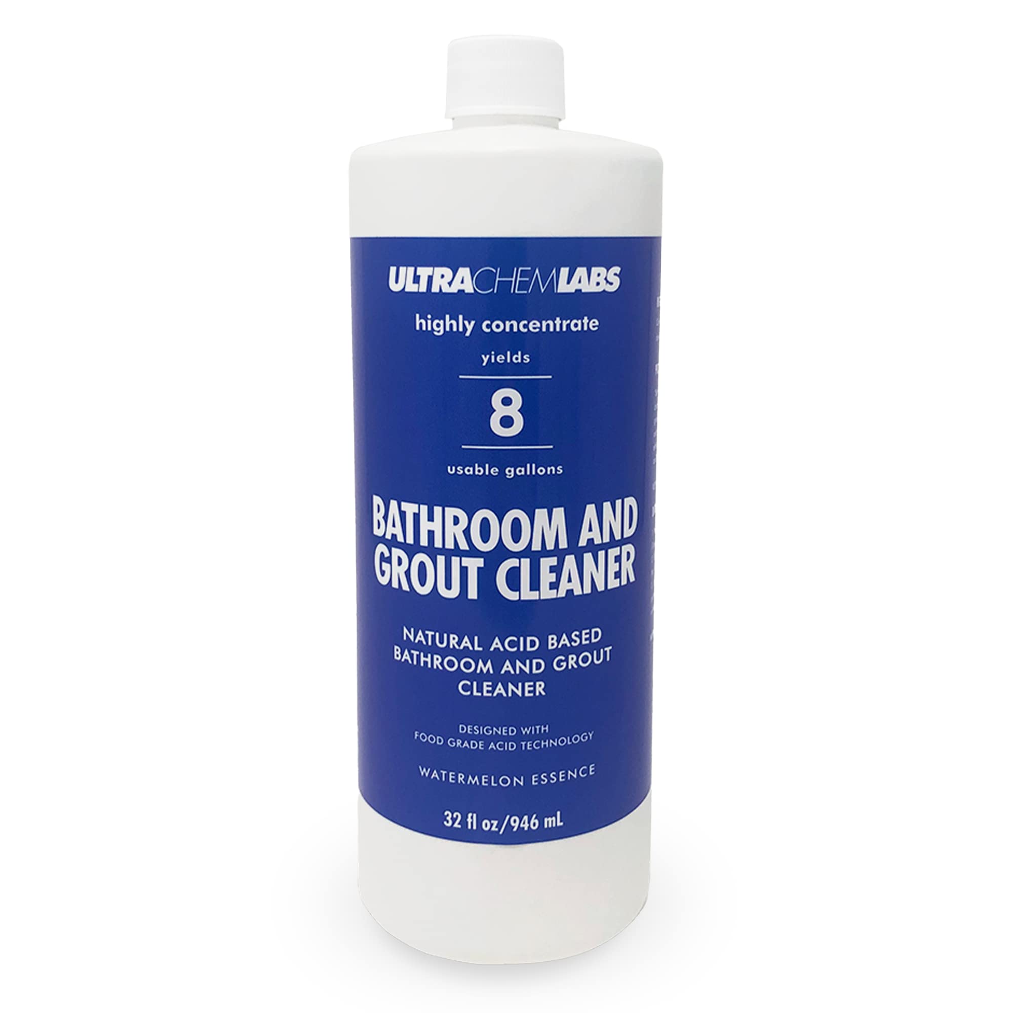 Ultra Chem Labs Super Concentrated Bathroom & Grout Cleaner - Tough Stain Remover for Kitchen Tiles, Shower Grout Lines & Water Stains | Natural Watermelon Scent | 32 fl oz Spray Bottle | Perfect for Deep Cleaning Bathrooms, Kitchens & Tile Floors