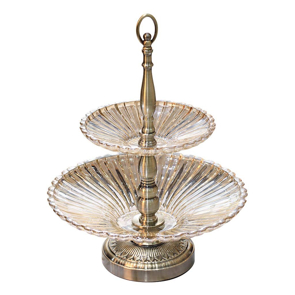 UXZDX CUJUX Double-Layer Fruit Tray - Elegant Crystal Glass Serving Bowl for Fruits & Snacks | Modern Home Decor for Living Room, Coffee Table, Dining Table | Perfect for Entertaining, Parties & Luxury Home Styling