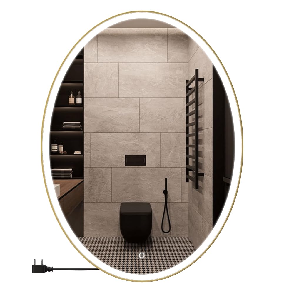 LEDMyplace 24x32 Inch Oval LED Bathroom Mirror with Adjustable CCT (3000K/4000K/6000K), Anti-Fog, High CRI 90+, Touch Control - Wall Mounted Vanity Makeup Mirror with Memory Function - Perfect for Modern Bathrooms, Dressing Rooms & Makeup Studios