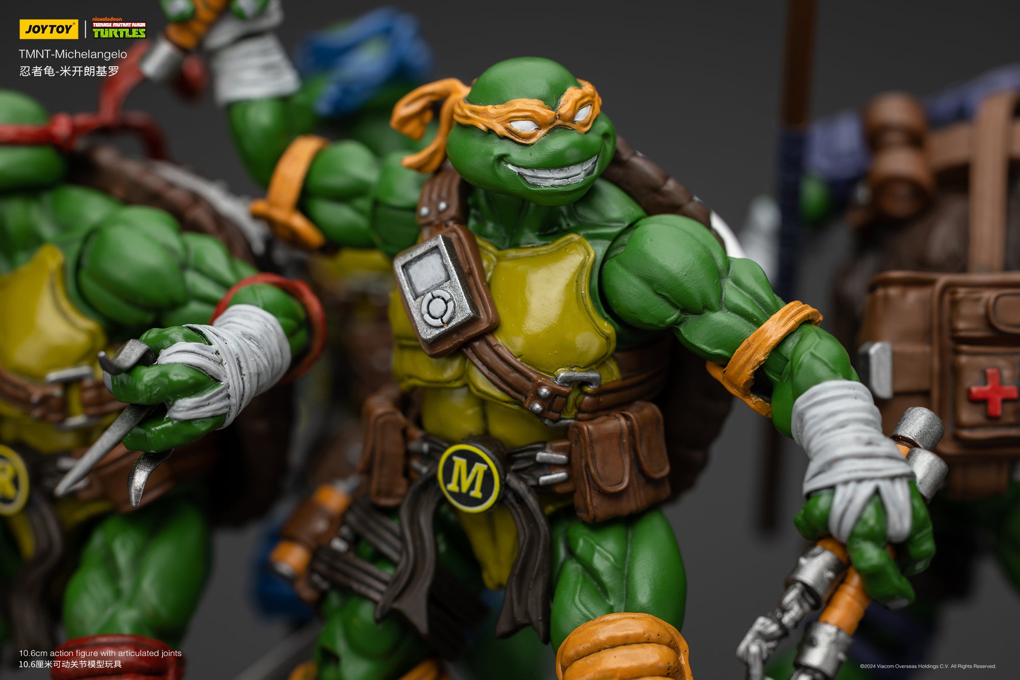 1/18 JOYTOY TMNT Action Figures Set - Michelangelo, Donatello, Leonardo & Raphael (Reissue Version) - Collectible Teenage Mutant Ninja Turtles Toys for Display & Play