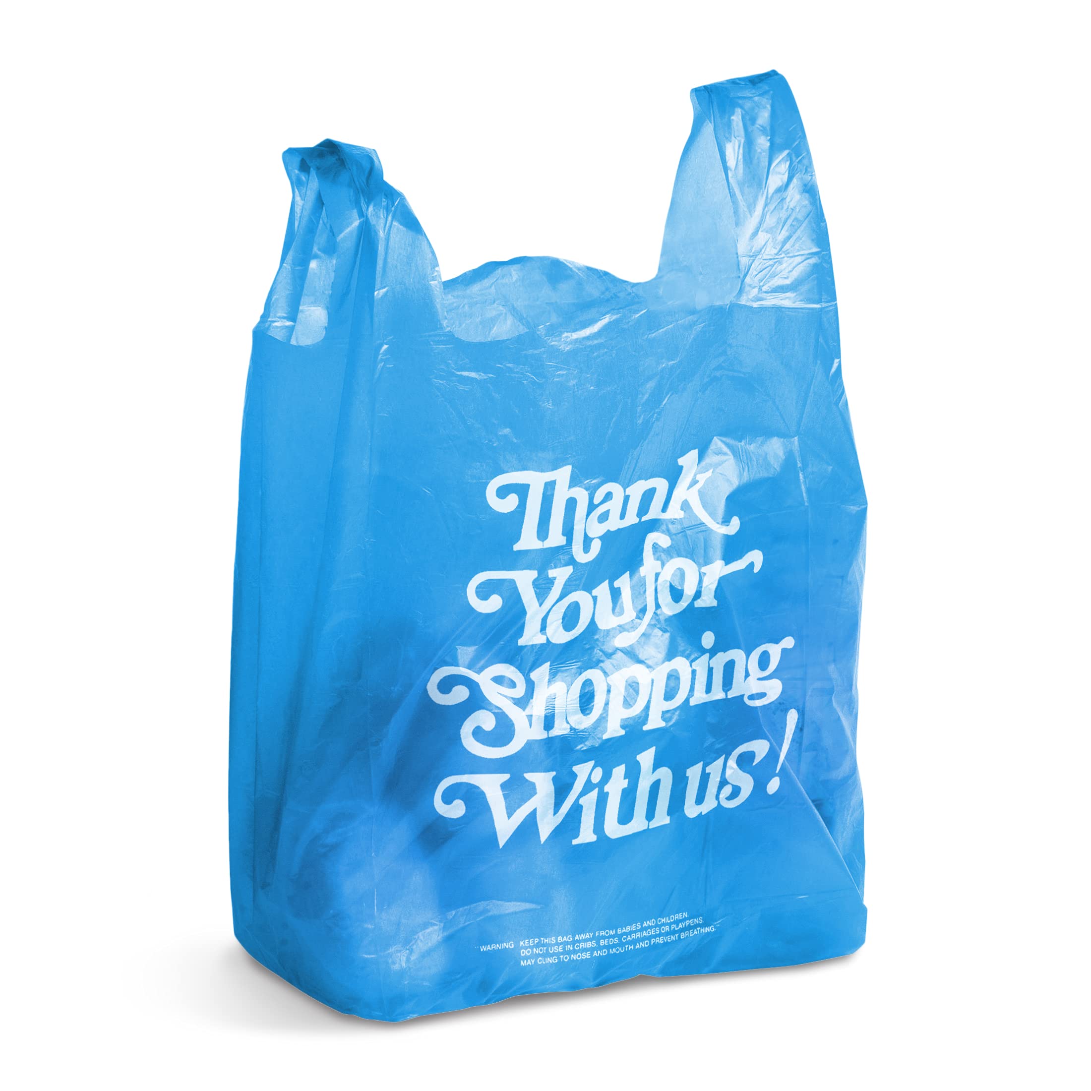 APQ 700-Pack 12x6x22 Inch Blue Thank You Plastic Bags - 16 Micron Thickness Durable Preprinted Poly Shopping Bags for Retail, Restaurants & Clothing Stores - Perfect for Carry-Out, Gift Wrapping & Customer Packaging