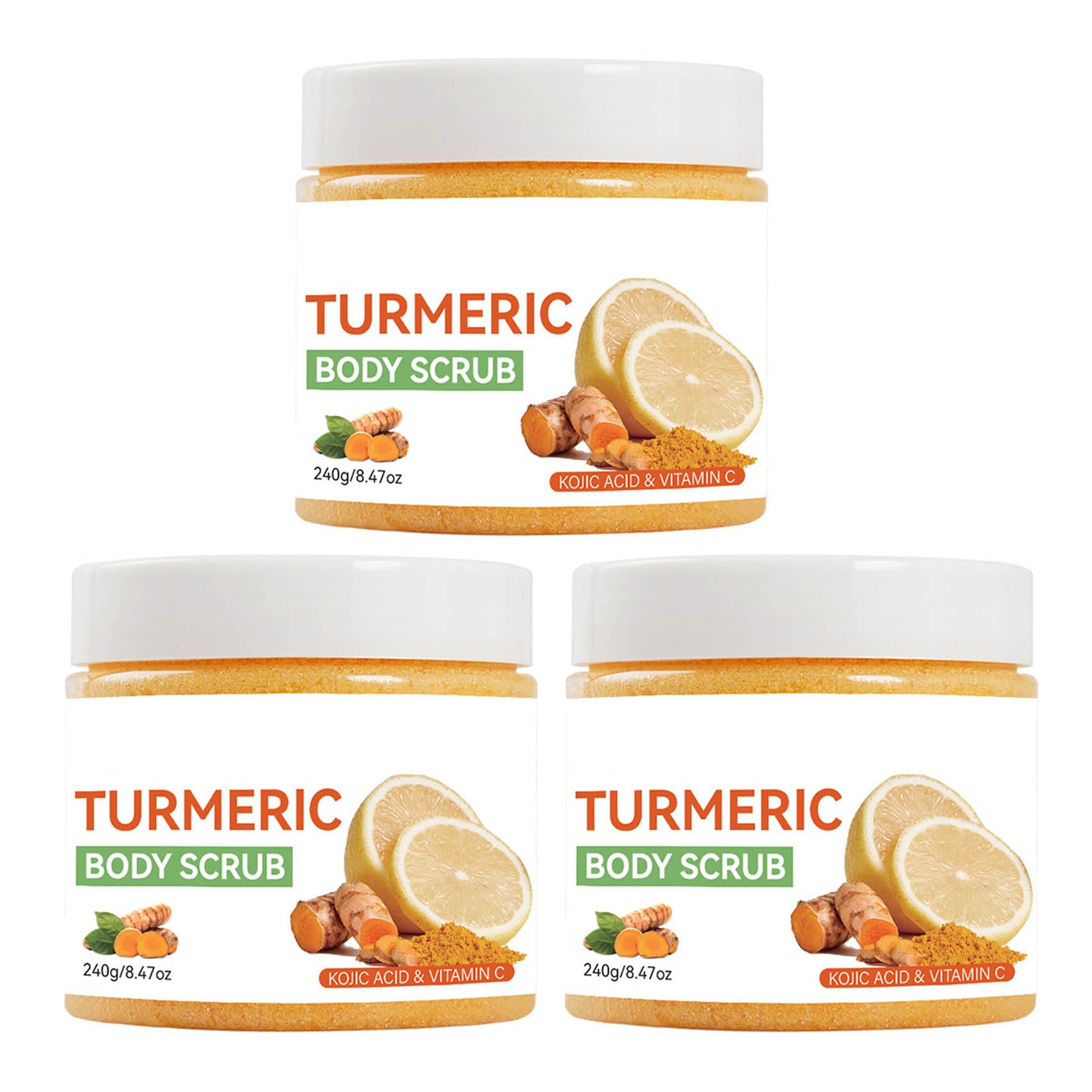 Veenourish Glow Sugar & Salt Scrub Set - Natural Turmeric Exfoliating Body Scrub for Face & Body, Reduces Blemishes & Brightens Skin (3-Piece Kit) | Perfect for Spa Day, Self-Care Routine & Gift Giving