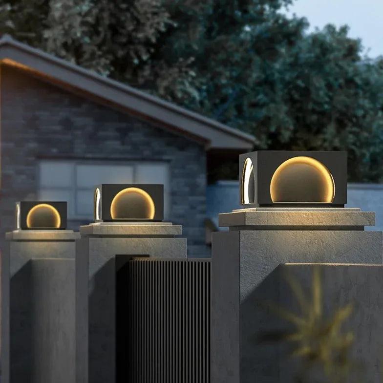 Energy-Efficient Semicircle Rectangle LED Outdoor Pillar Lights - Waterproof Garden Landscape Lighting for Patio, Walkway, and Driveway