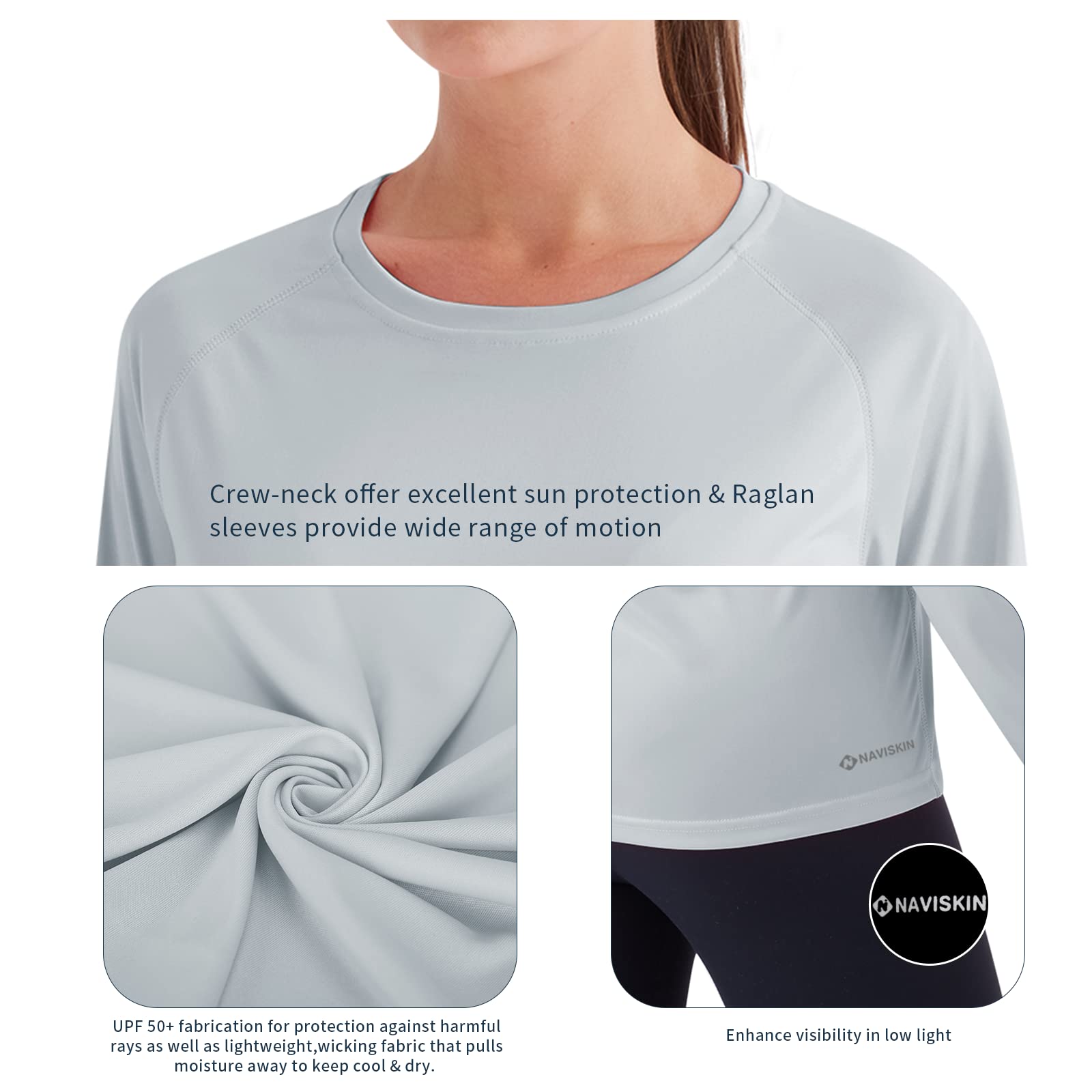 NAVISKIN Women's UPF 50+ Sun Protection Long Sleeve Rash Guard Shirt - Quick Dry Lightweight Hiking & Outdoor Activewear for Beach, Swimming, Yoga, and Running