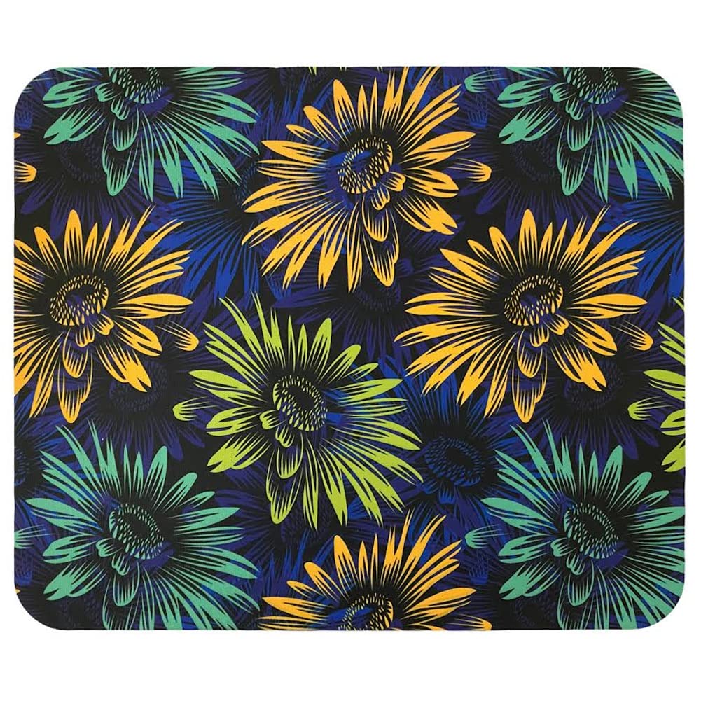 Premium Thick Computer Mouse Pad with Non-Slip Base - Large Blue Sunflower Design Desk Mat for Office & Gaming - Ergonomic Wrist Support for Comfortable Work & Play