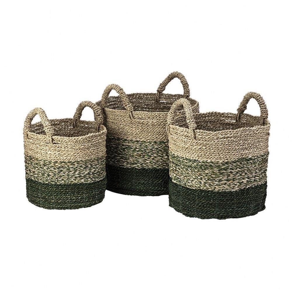 Maton - Natural Seagrass Storage Baskets (Set of 3) - Eco-Friendly Home Organization for Bathroom, Bedroom, and Nursery Decor
