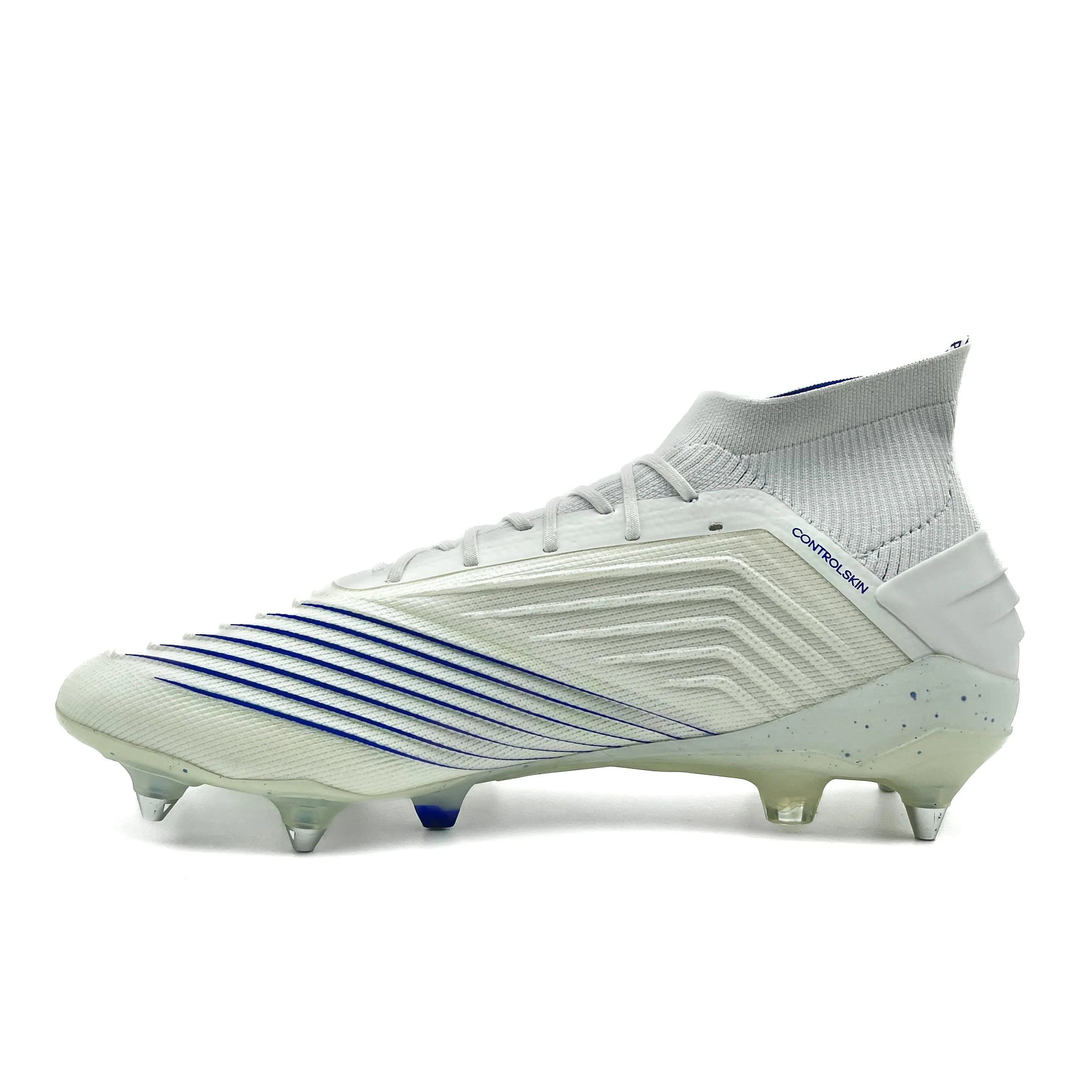 Adidas Predator 19.1 Firm Ground Soccer Cleats - White & Blue Football Shoes for Men | Perfect for Outdoor Matches & Training Sessions