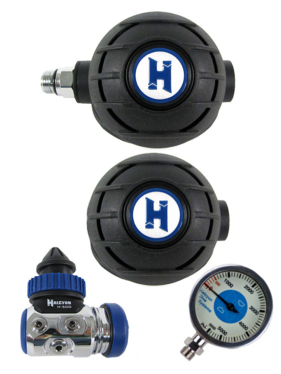 Halcyon H50D DIN Regulator Set with Aura & Aura Octo - Includes FREE Termo Gauge | Scuba Diving Gear for Professional & Recreational Divers