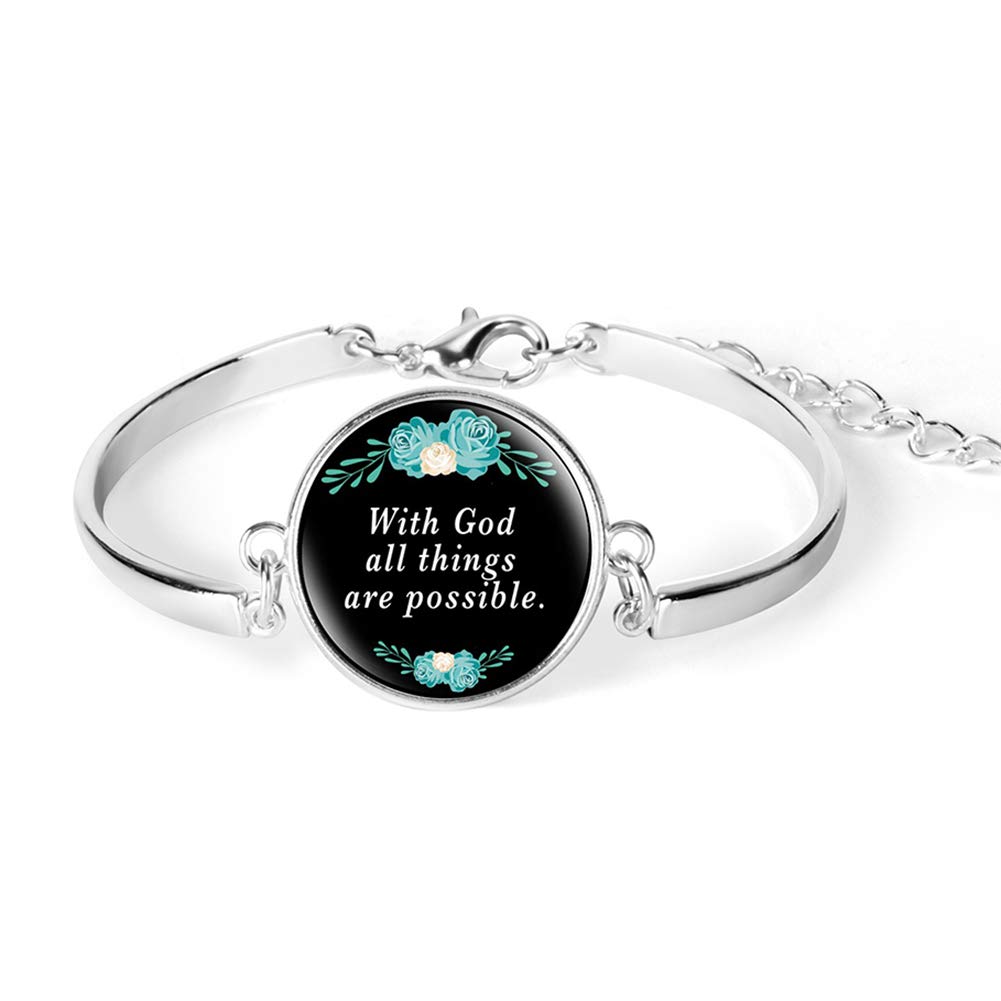 Unisex Christian Bible Verse Psalm Glass Cabochon Charm Bracelet - Religious Jewelry for Women & Men - Perfect for Church, Prayer & Daily Faith Inspiration