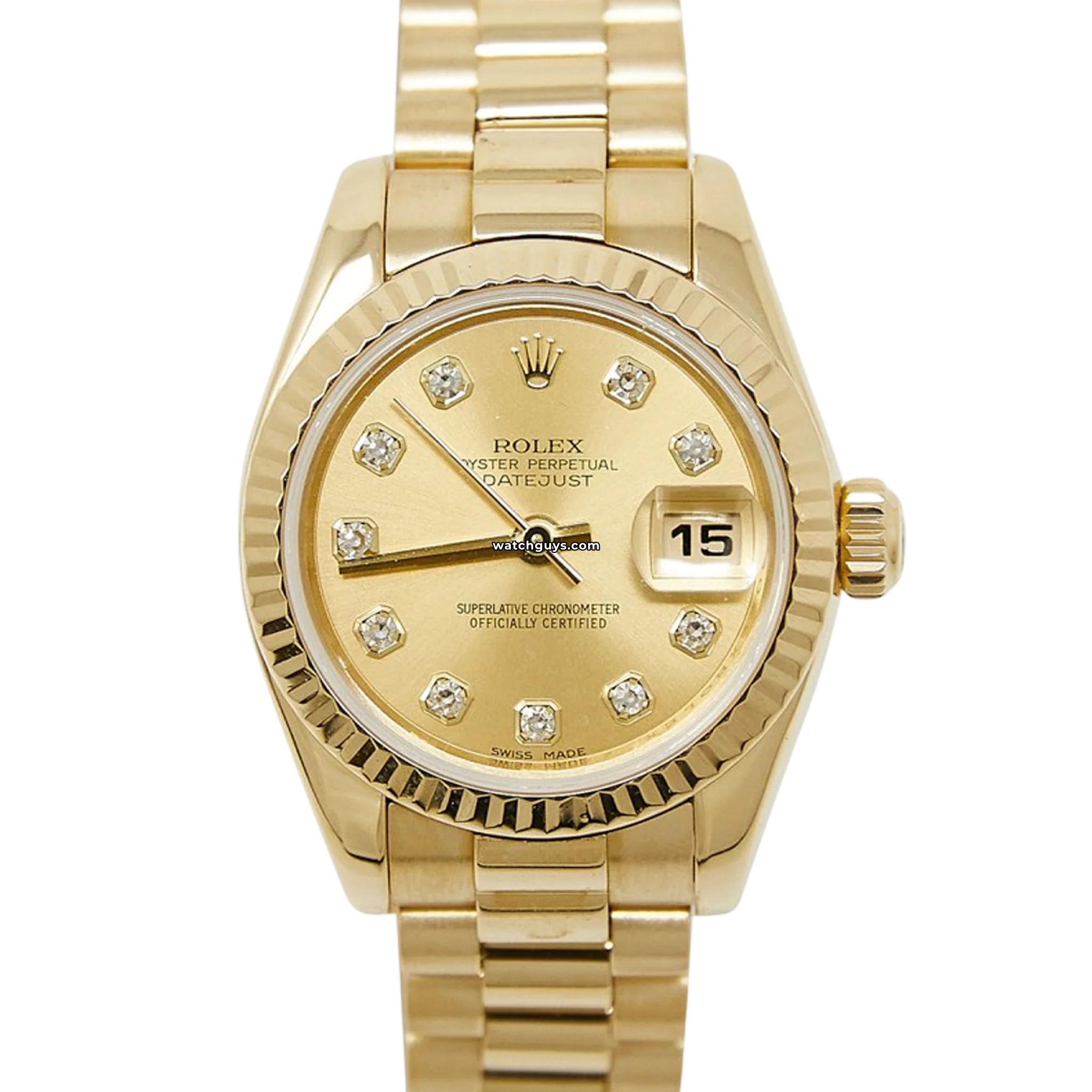 Authentic Rolex Datejust 179178 Champagne Dial Diamond Bezel President Watch - Luxury Timepiece for Men, Perfect for Business, Formal Events & Special Occasions