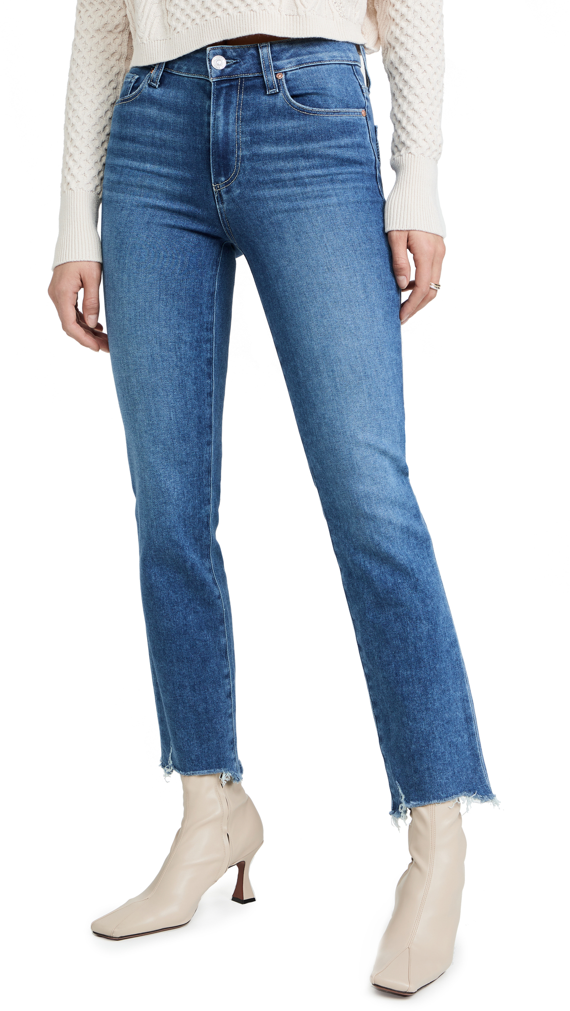 PAIGE Women's Cindy Bay High-Rise Skinny Jeans - Distressed Hem & Stretch Denim | Perfect for Casual Outfits, Date Nights & Everyday Wear