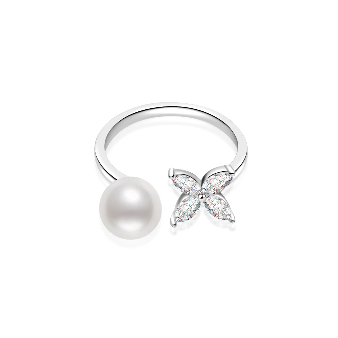 18K Gold Diamond Akoya Pearl Ring for Women - Elegant Bridal Jewelry Gift KR00104 | EVERLEAF - Perfect for Weddings, Anniversaries & Special Occasions