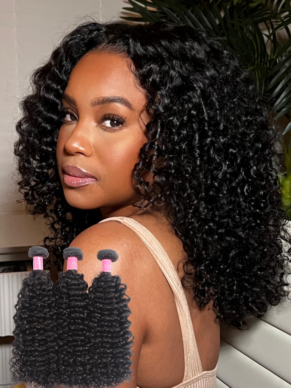 ALI JULIA 3-Pack 10A Malaysian Virgin Curly Hair Bundles - Unprocessed Human Hair Extensions (12/14/16 Inch) Natural Black Color for Women - Perfect for Daily Styling, Parties & Special Occasions