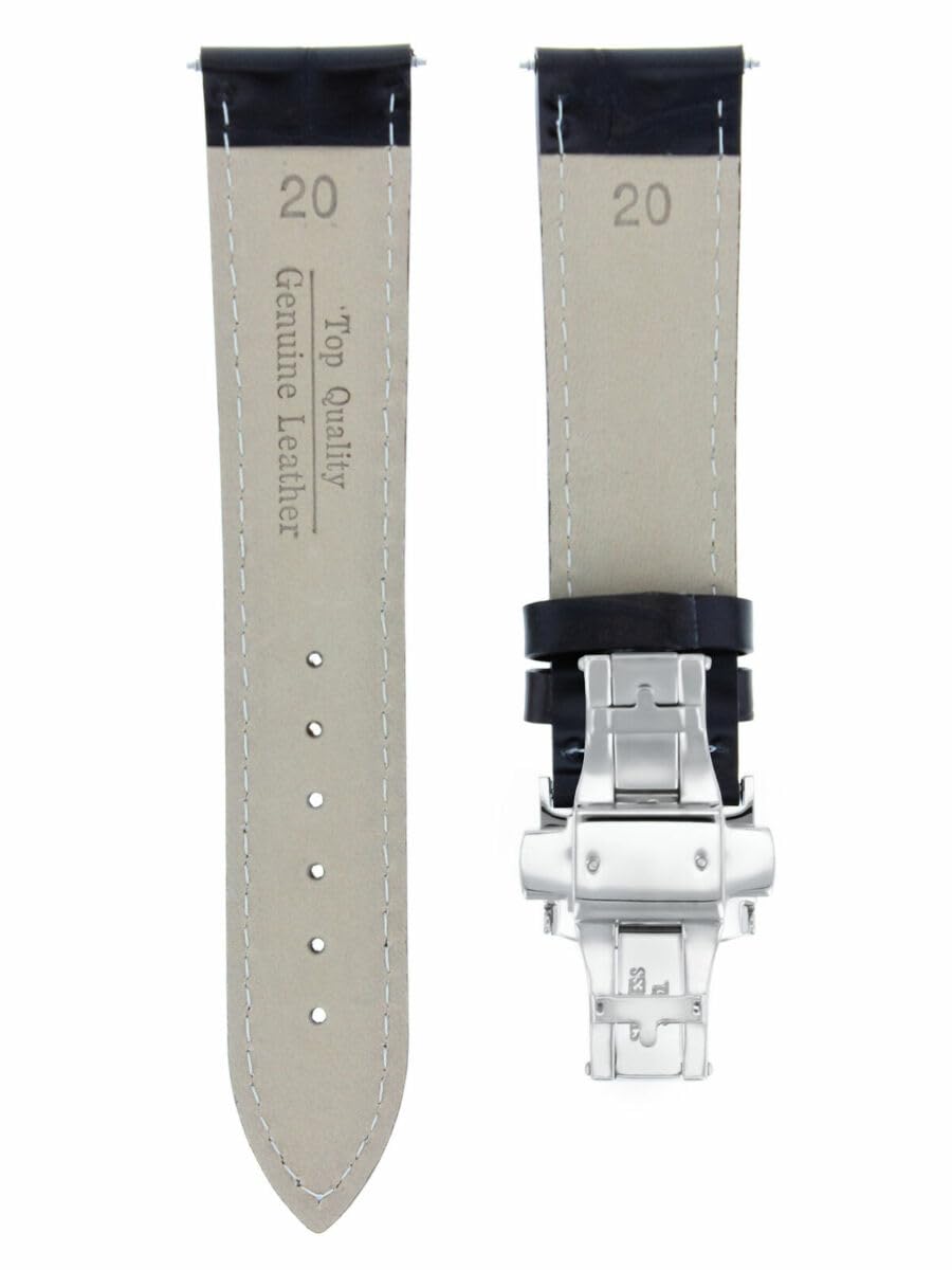 20mm Genuine Leather Watch Band Strap for Invicta Diver Watches - Russian Deployment Clasp - Dark Brown Replacement Strap for Men's Wristwatches | Perfect for Business, Casual & Formal Occasions
