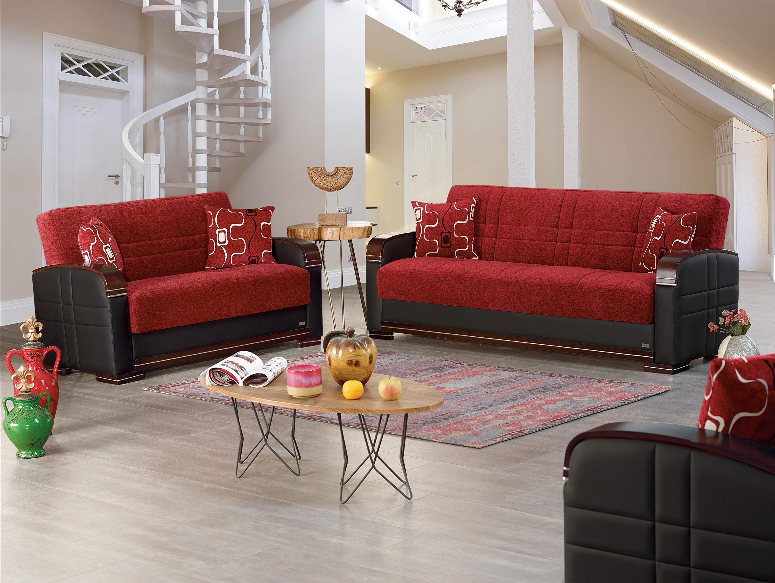 BEYAN Indiana Modern Upholstered Convertible Sofa Bed - 3-in-1 Sleeper Sofa with Storage for Small Spaces, Living Room, Guest Room & Apartment - Comfortable Futon Couch with Removable Cushions