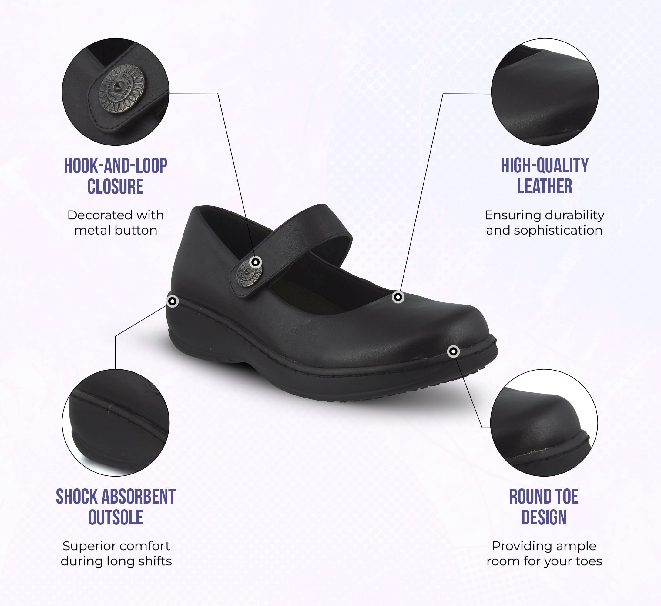 Spring Step Women's Wisteria Slip-Resistant Work Shoes - Comfortable & Durable Non-Slip Shoes for Nurses, Waitresses & Healthcare Professionals