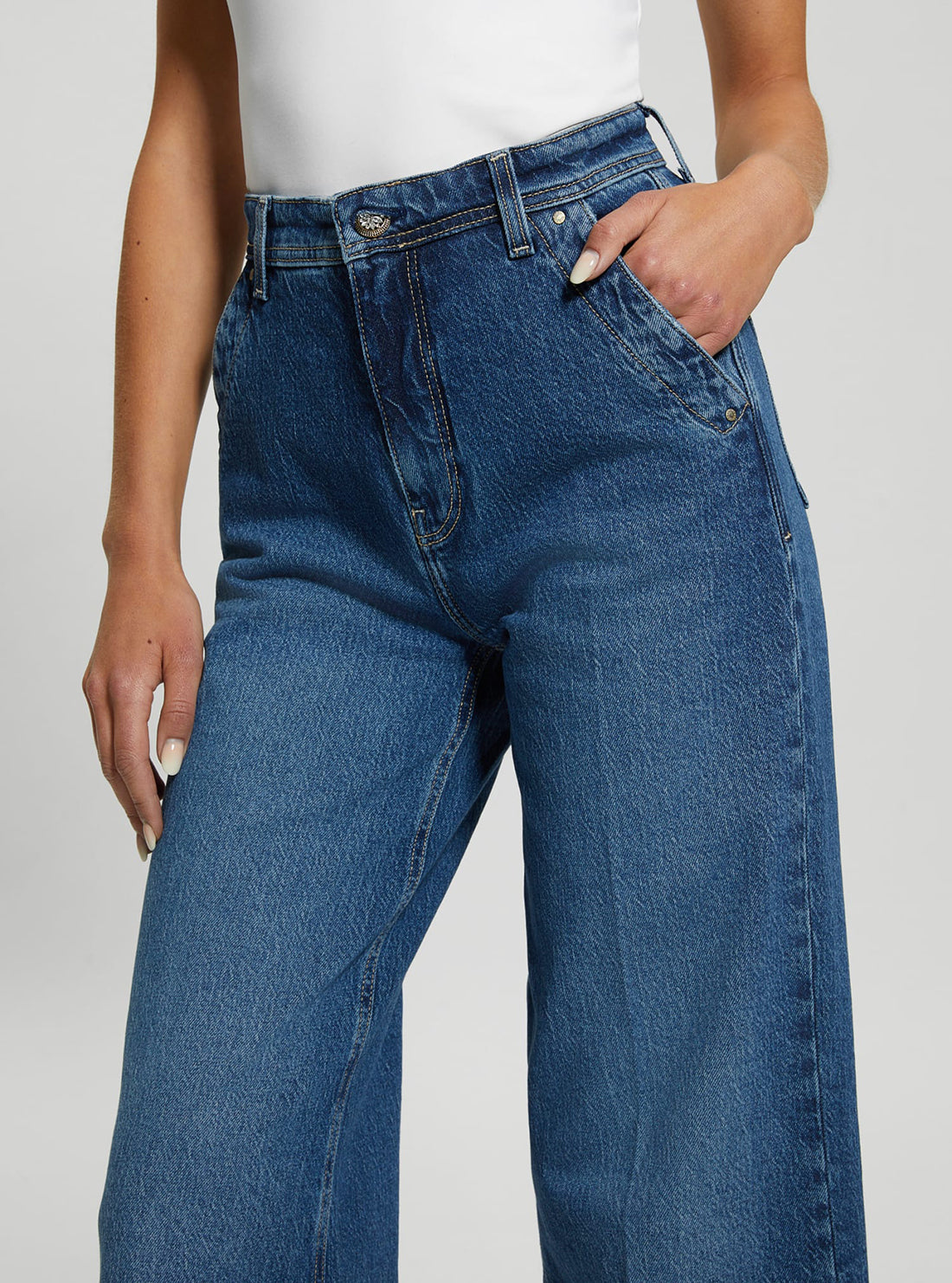 High Rise Dakota Wide Leg Jeans in Mid Wash - Comfortable & Stylish Women's Denim Pants for Casual Wear & Everyday Outfits