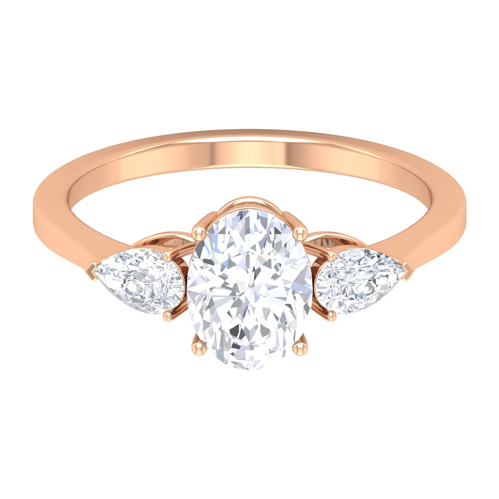 1.75 CT Oval & Pear Cut Moissanite Three Stone Ring for Women - 14K Solid Gold Certified Engagement Ring - Perfect for Weddings, Anniversaries & Special Occasions