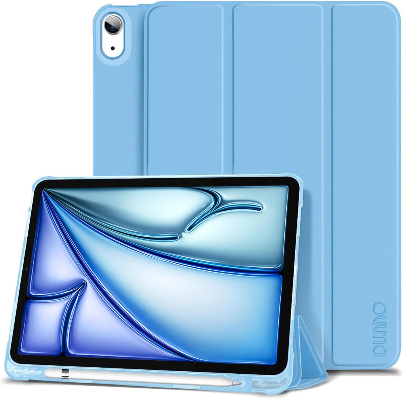 DUNNO iPad Air 6th Gen (2024) 11 Inch Case & iPad Air 5th/4th Gen (2022/2020) 10.9 Inch Protective Cover with Pencil Holder - Slim Lightweight Design, Soft Frosted Back, Auto Wake/Sleep Feature (Sky Blue) - Perfect for Work, School & Travel Protection