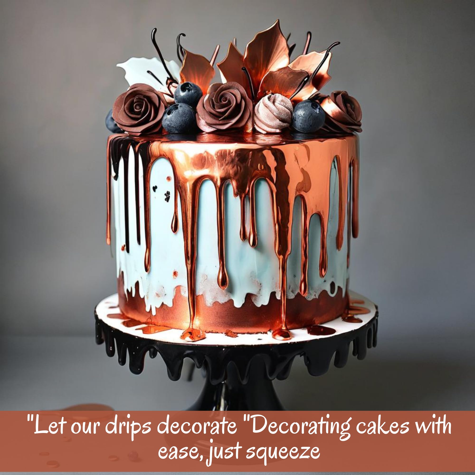 Edible Cake Drips for Decorating - Sparkling Edible Drips for Cakes, Donuts & Cupcakes - 3.71oz Showstopper Copper - Perfect for Birthday Cakes, Wedding Desserts & Party Treats
