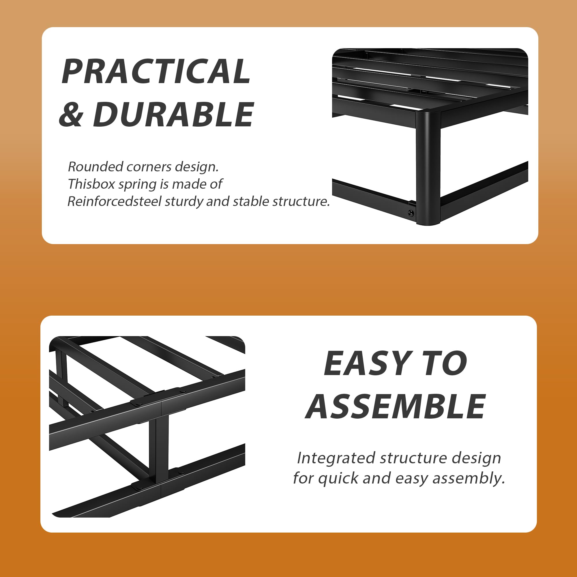 5 Inch Twin Box Spring - Heavy Duty Metal Frame with Fabric Cover, Easy Assembly Mattress Foundation Supports Up to 2500lbs - Perfect for Guest Beds, Dorm Rooms & Small Bedrooms