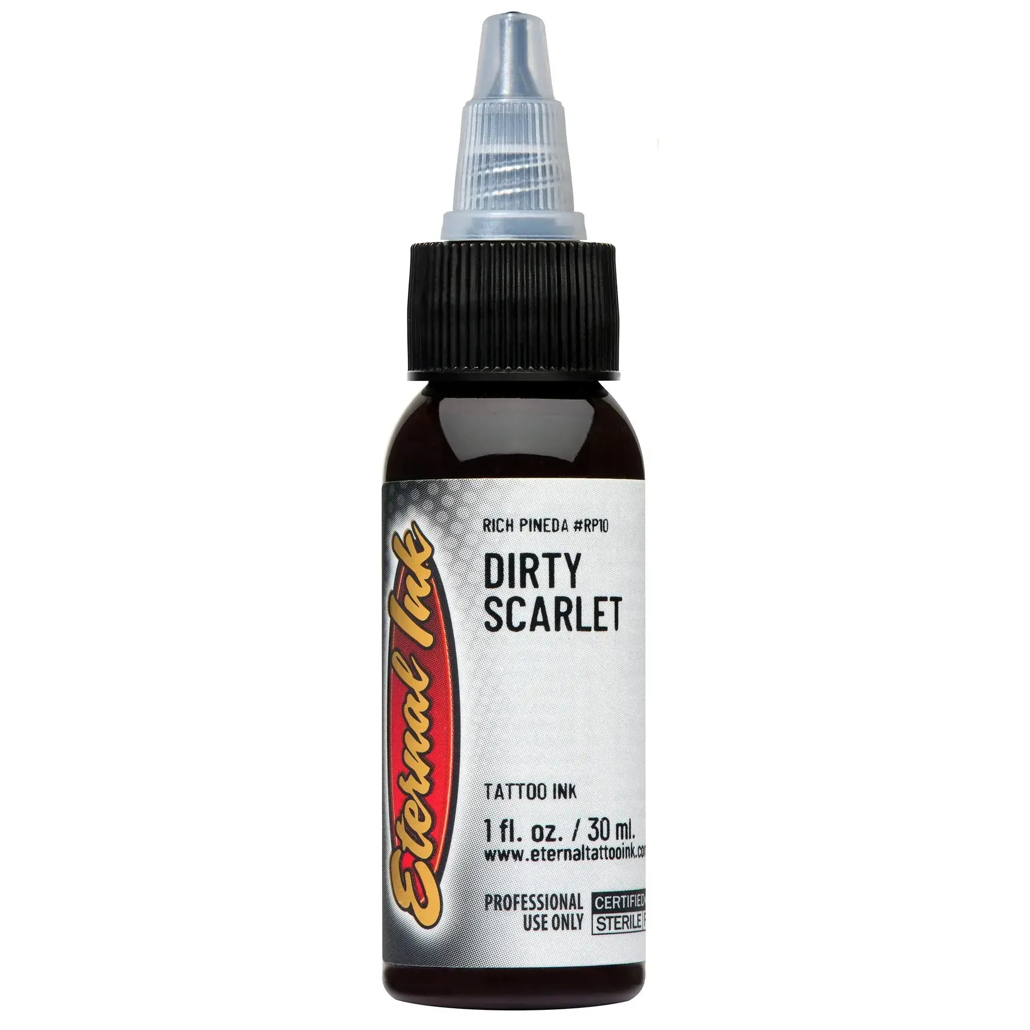 Dirty Scarlet Eternal Ink - 1 oz Tattoo Ink for Professional Artists | Long-Lasting & Vibrant Color | Ideal for Tattoo Studios & Body Art
