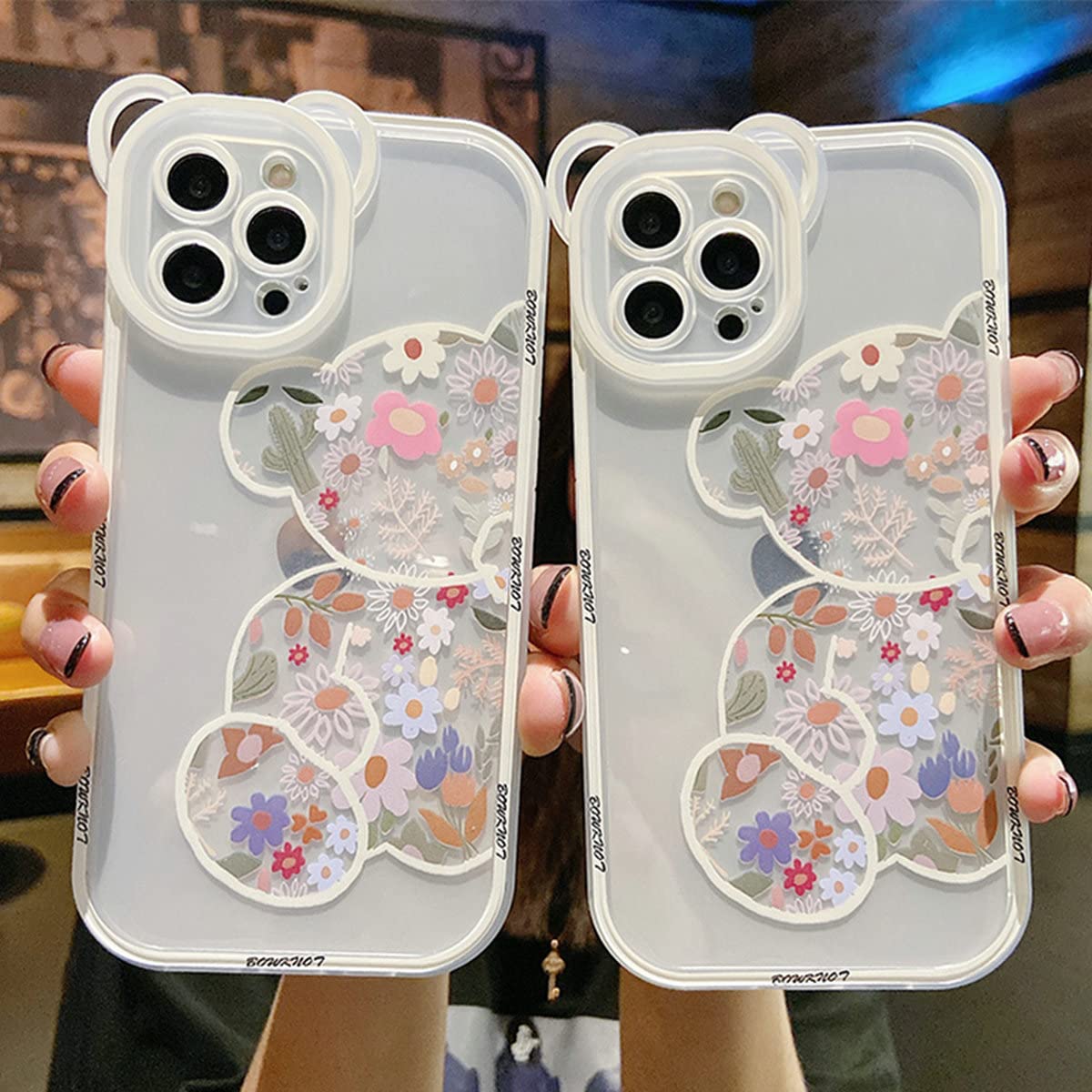 Shinymore iPhone 11 Case - Cute Bear Camera Protector with Clear Floral Design for Women & Girls | Perfect for Everyday Use, School & Travel