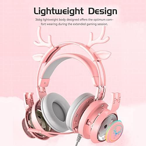 Best Wireless Gaming Headset for PS5, PS4, PC, Xbox One - Noise Cancelling Over-Ear Headphones with Mic, LED Lights, Deep Bass & Surround Sound - Comfortable Memory Foam Earmuffs for PC, Mac, Nintendo Switch (Purple Antlers) - Perfect for Competitive Gaming, Streaming & Late-Night Sessions