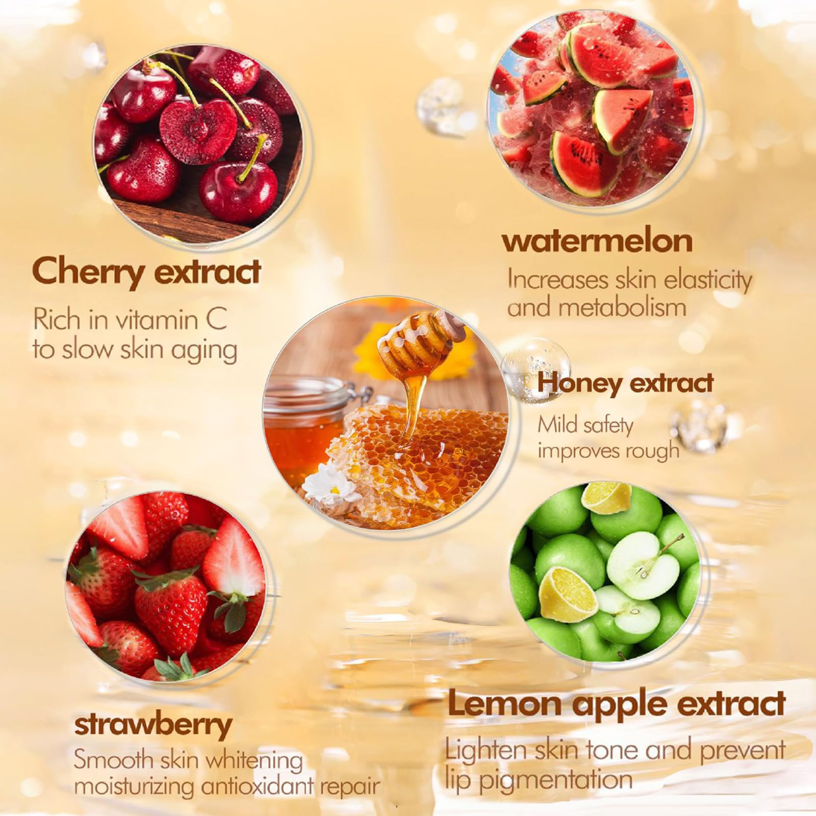 6PCS Bee Lip Balm Set - Honey Propolis Moisturizing & Hydrating for Dry Lips (Cherry, Nectarine, Aloe, Mint, Strawberry, Honey) - Overnight Lip Care