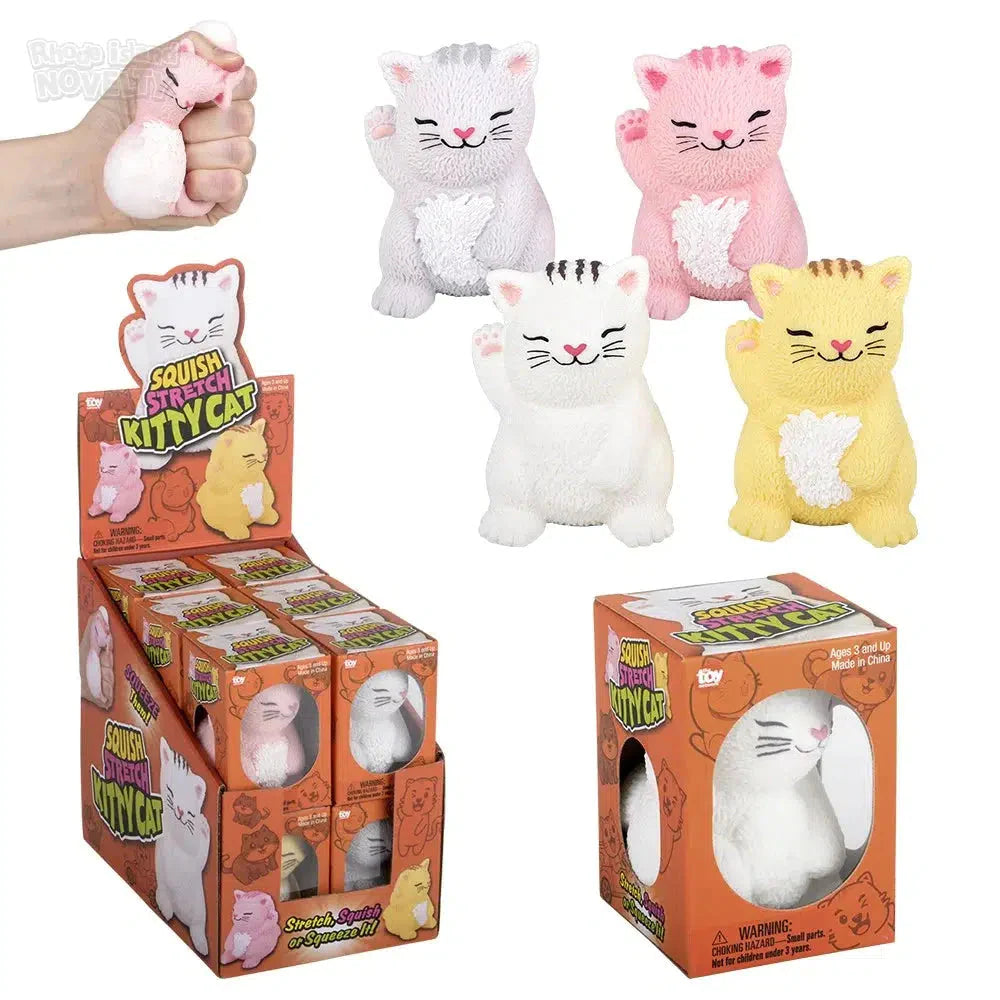 3 Pack Squish and Stretch Cat Toys - Soft Stress Relief Fidget Toys for Kids & Adults - Perfect for Anxiety Relief, Office Desk, and Home Relaxation