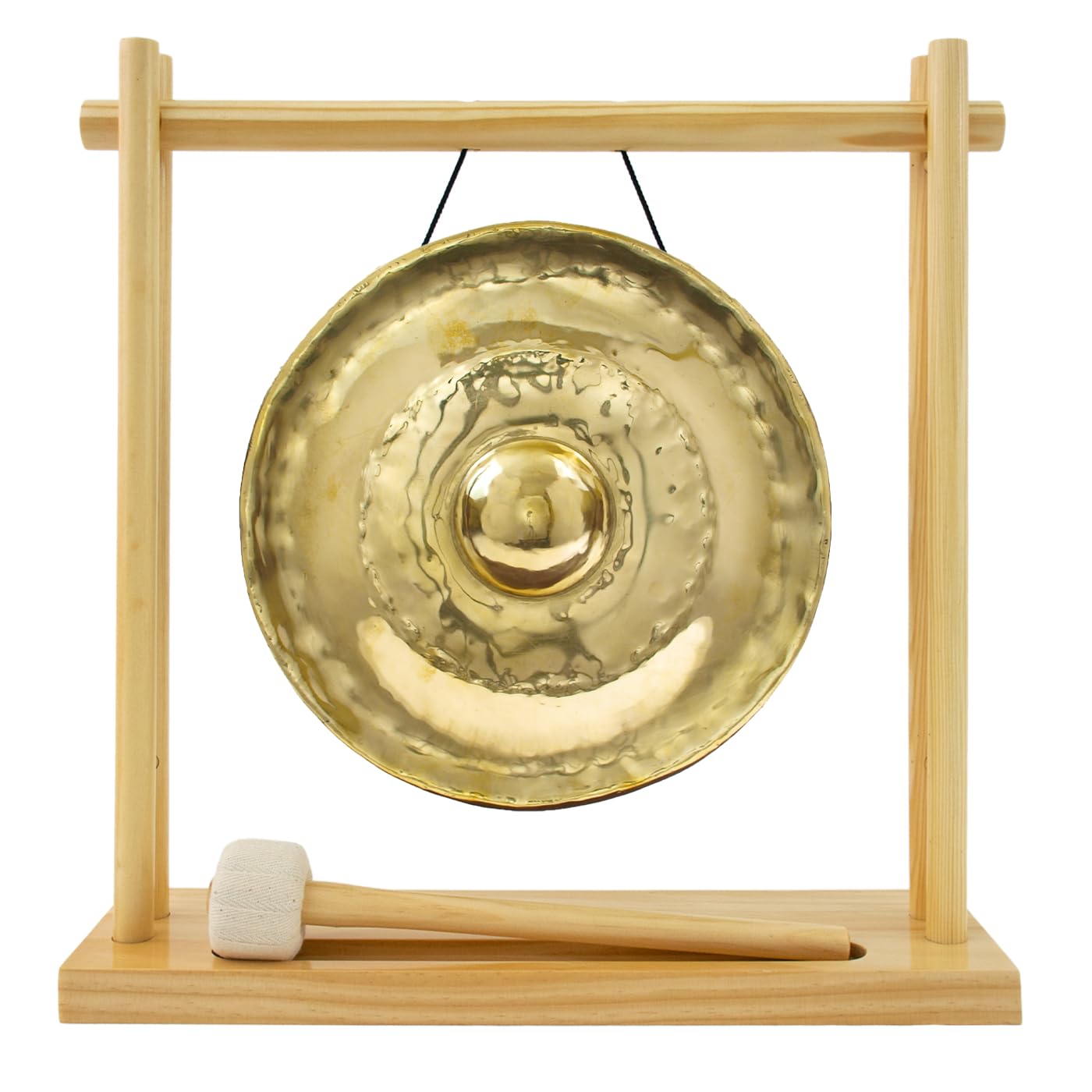 Thai Golden Nipple Gongs on Stands - Premium Handcrafted Gong Set with Stand & Mallet, Clear Bright Tone, Authentic Thai Musical Instrument for Meditation, Yoga & Sound Therapy