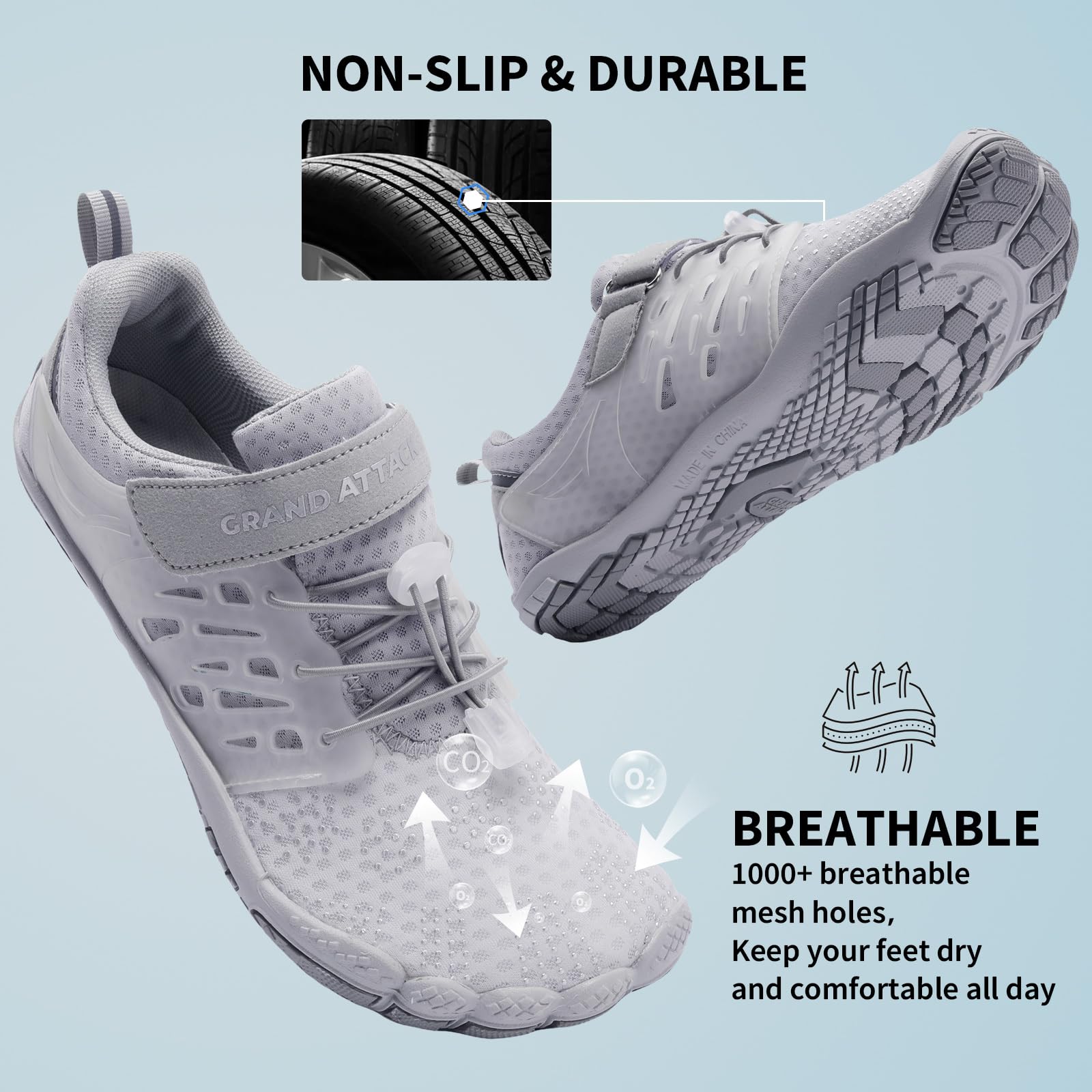 Grand Attack Barefoot Shoes for Women - Minimalist Zero Drop Lightweight Cross-Trainers | Perfect for Wrestling, Boxing, Weightlifting & Walking | Gym, Home Workout & Outdoor Activities