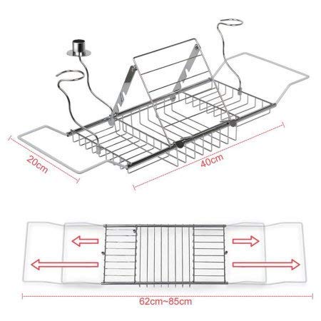 Expandable Bathtub Caddy Tray with Wine Glass Holder & Extending Sides - Luxury Bath Accessory for Relaxing Spa Experience at Home