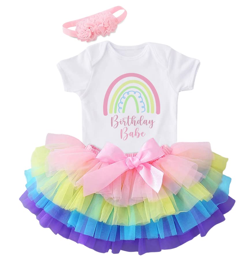 1st Birthday Outfit for Baby Girls - Rainbow Tutu Dress & Headband Set | Perfect for Photoshoots, Parties & Special Celebrations
