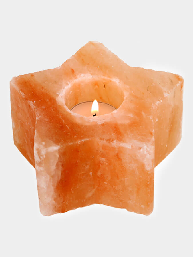 Himalayan Salt Tealight Candle Holder for Yoga Studio - Natural Star Shape for Meditation, Relaxation & Home Decor - Perfect for Spa, Bedroom & Gift Giving