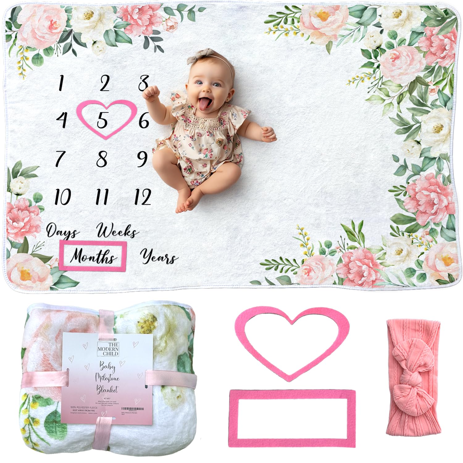Soft Fleece Baby Milestone Blanket - Large 60