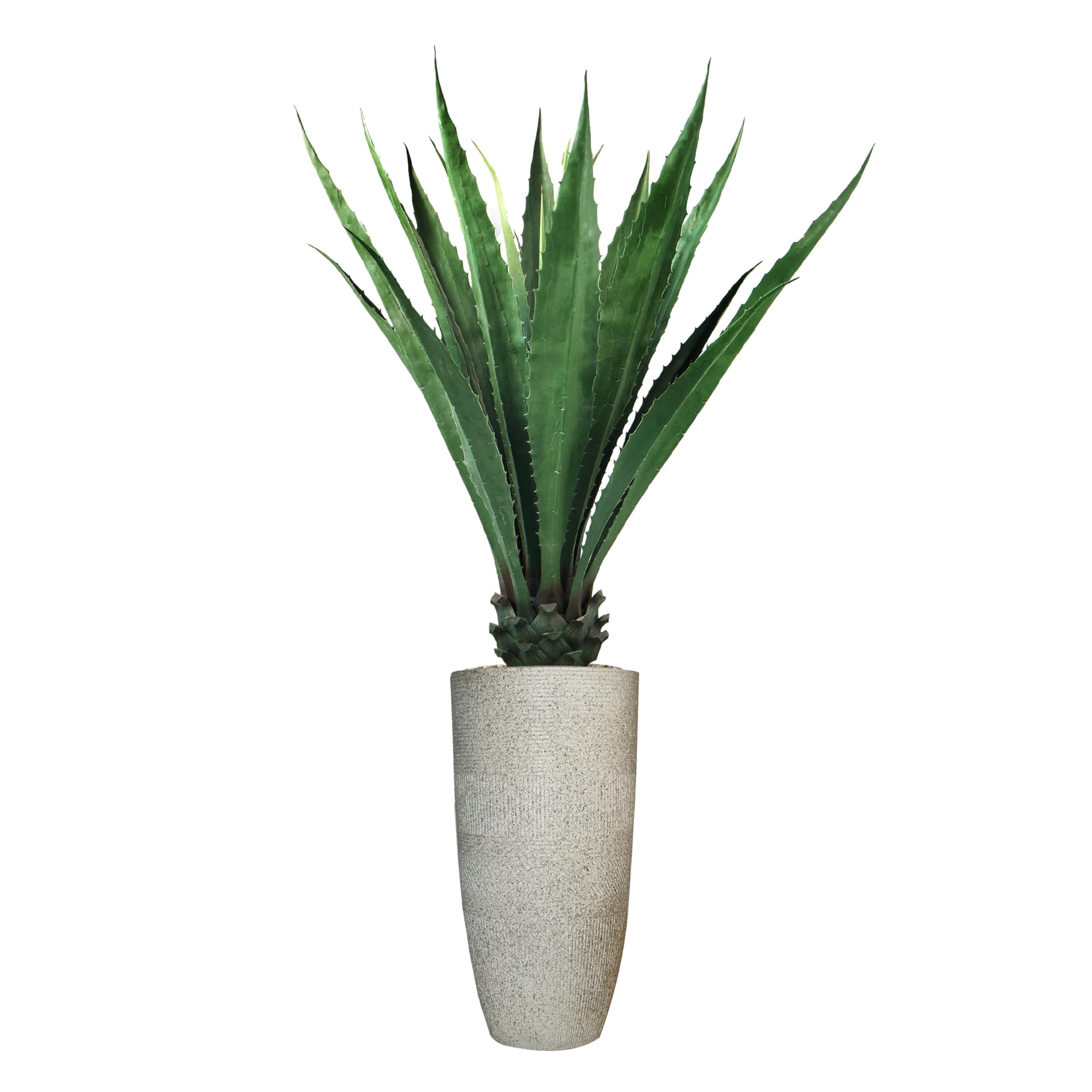 Vintage Artificial Agave Plant 5.17 Feet Tall - Real Touch Faux Agave with Fiberstone Planter for Indoor Outdoor Decor - Perfect for Living Room, Patio, Office & Garden Decorations